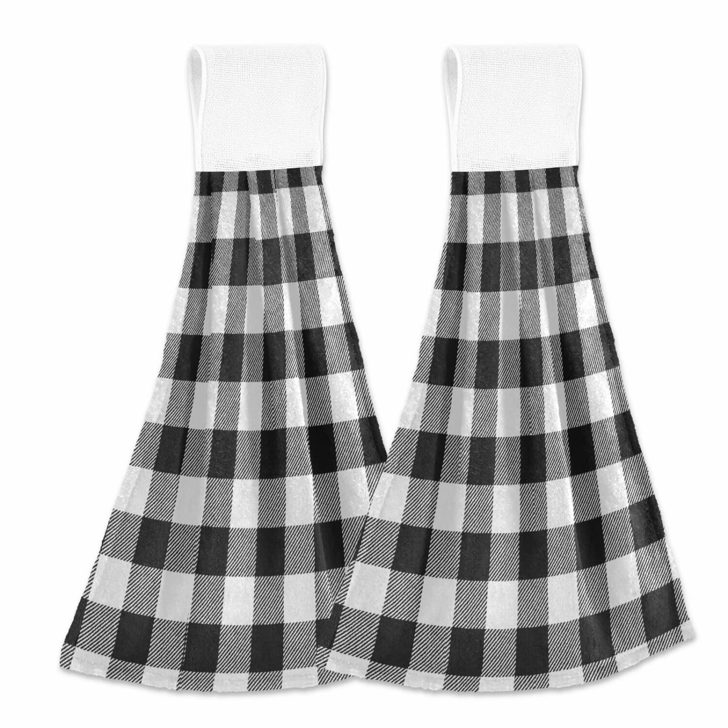 Black and White Buffalo Plaid Kitchen Hand Towels Set of 2