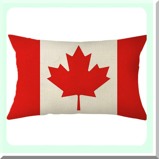 Maple Leaf Canada Flag Decorative Pillow Cover - 12x20 Inch Cushion Case for Sofa Couch - Canadian Flag Throw Pillow Case - Home Decor Accent