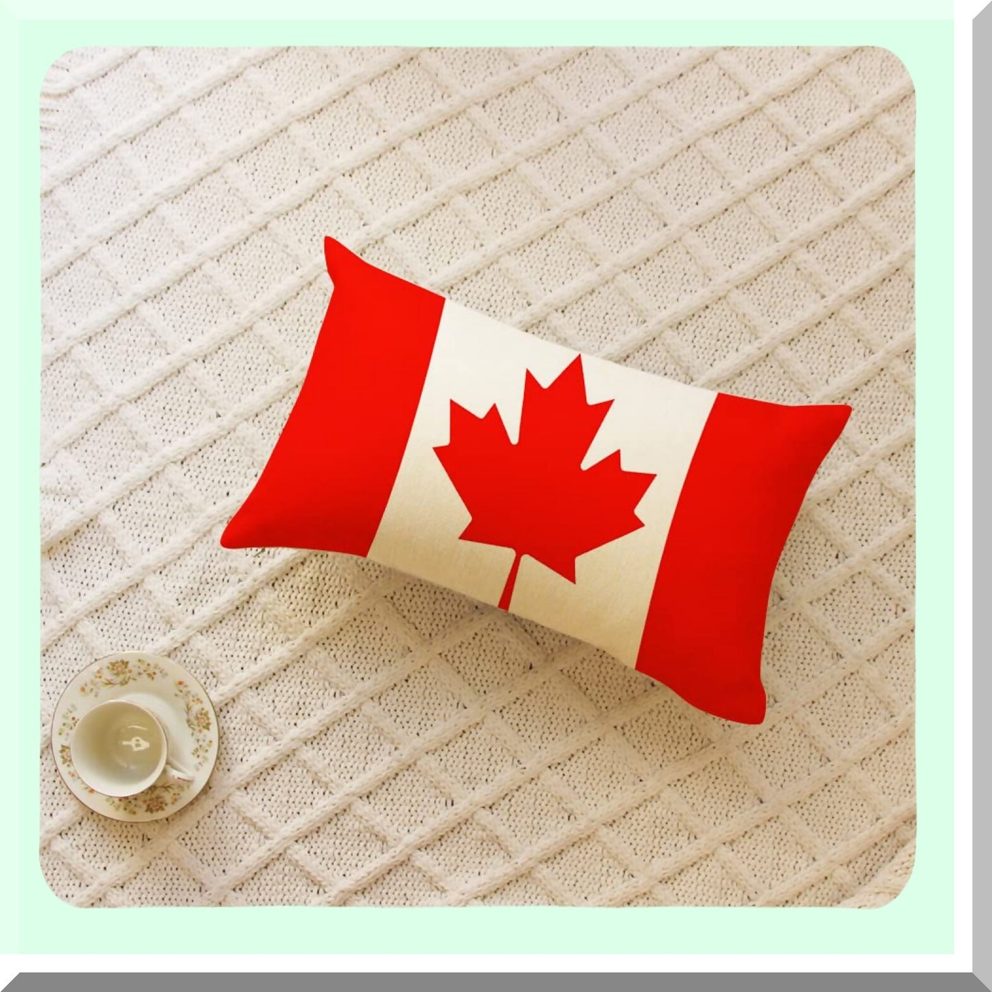 Maple Leaf Canada Flag Decorative Pillow Cover - 12x20 Inch Cushion Case for Sofa Couch - Canadian Flag Throw Pillow Case - Home Decor Accent
