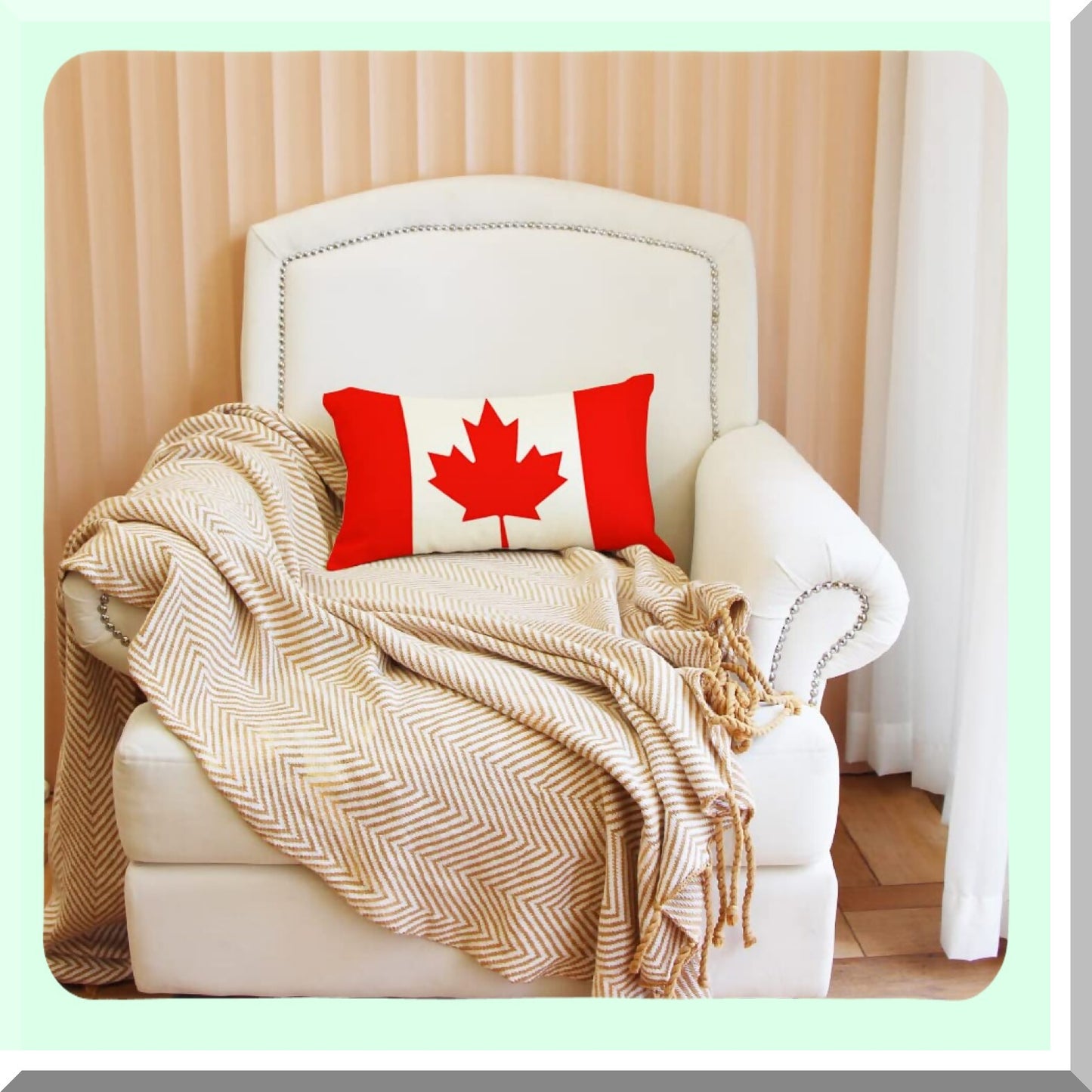 Maple Leaf Canada Flag Decorative Pillow Cover - 12x20 Inch Cushion Case for Sofa Couch - Canadian Flag Throw Pillow Case - Home Decor Accent