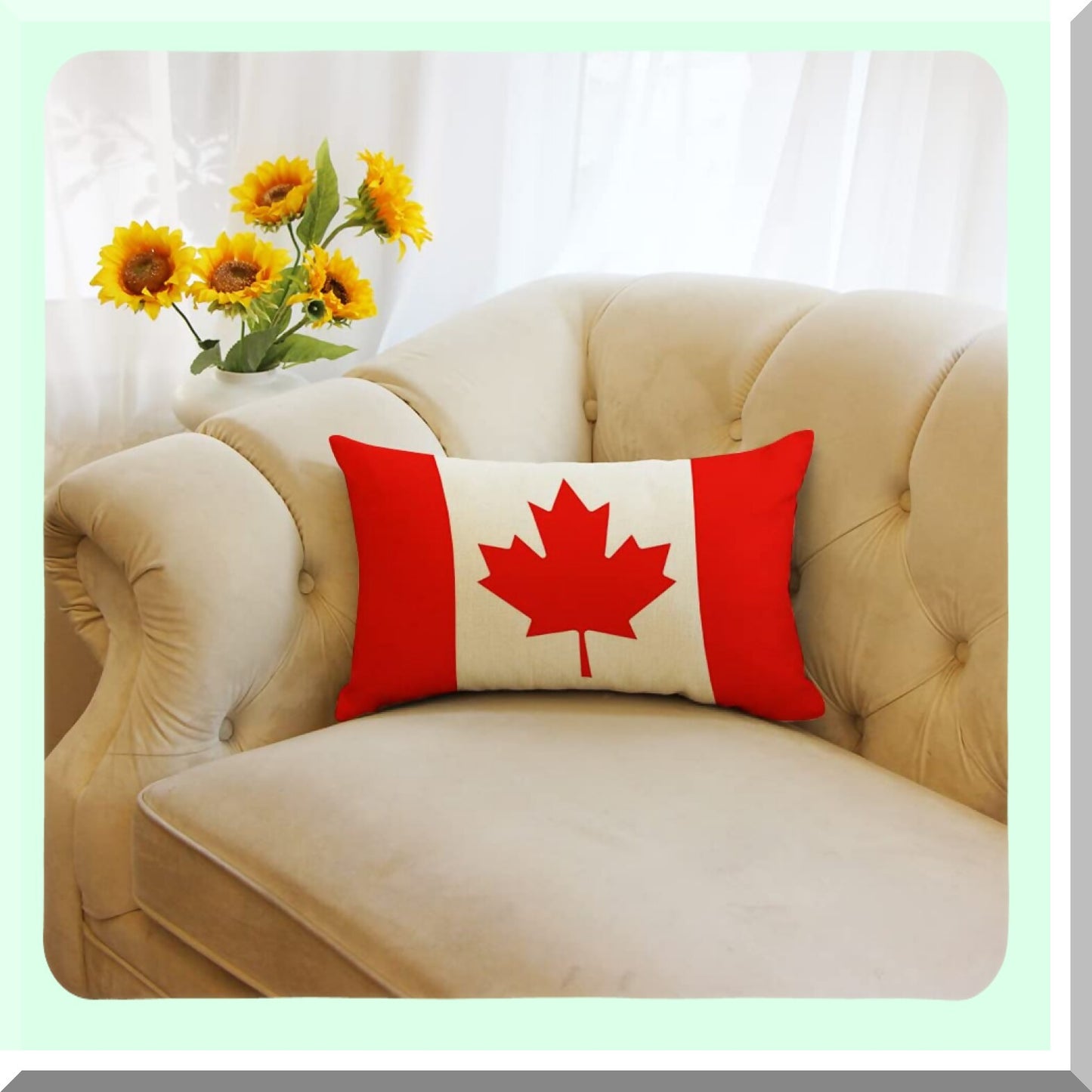Maple Leaf Canada Flag Decorative Pillow Cover - 12x20 Inch Cushion Case for Sofa Couch - Canadian Flag Throw Pillow Case - Home Decor Accent