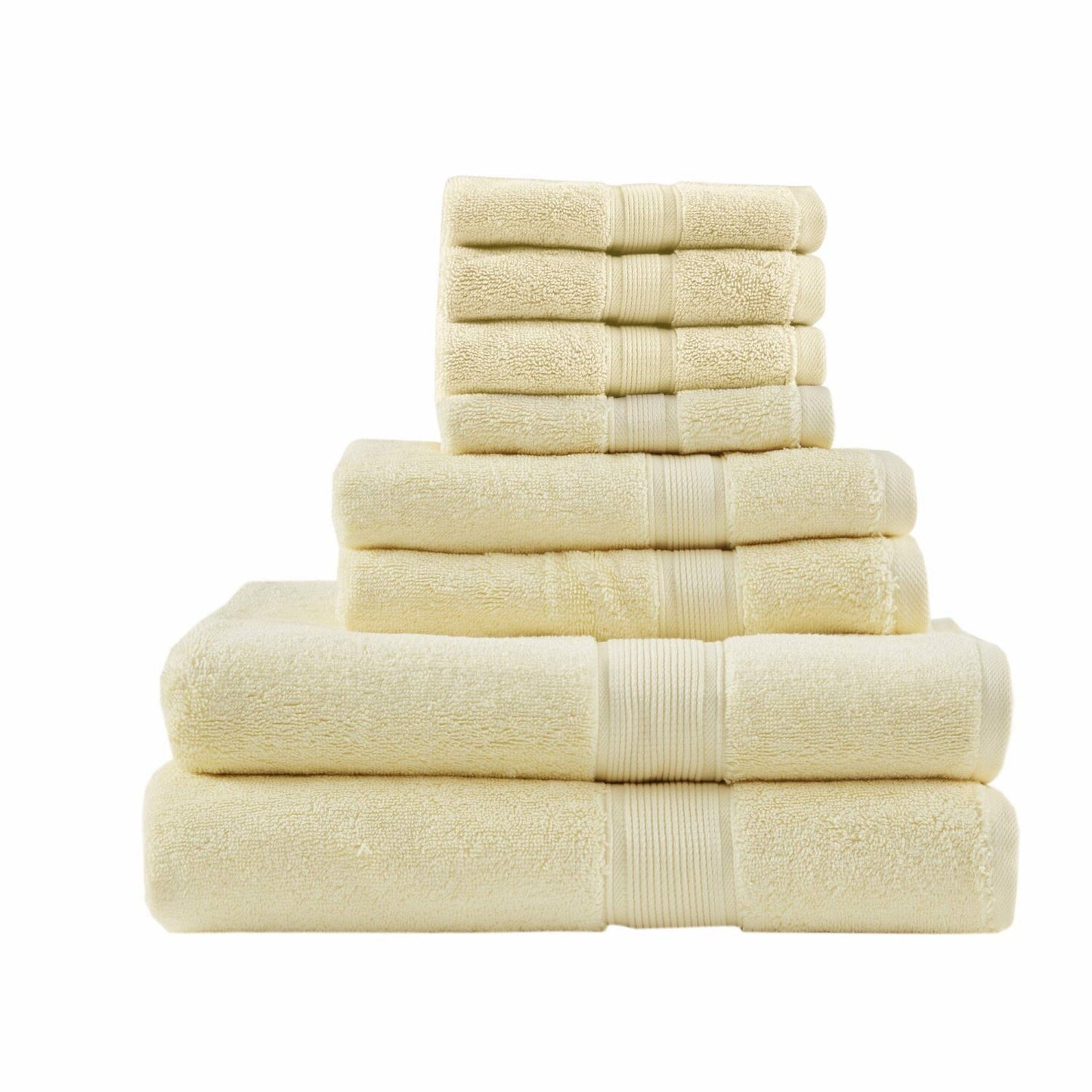 800GSM Cotton Bath Towel Set 8 Pieces Yellow