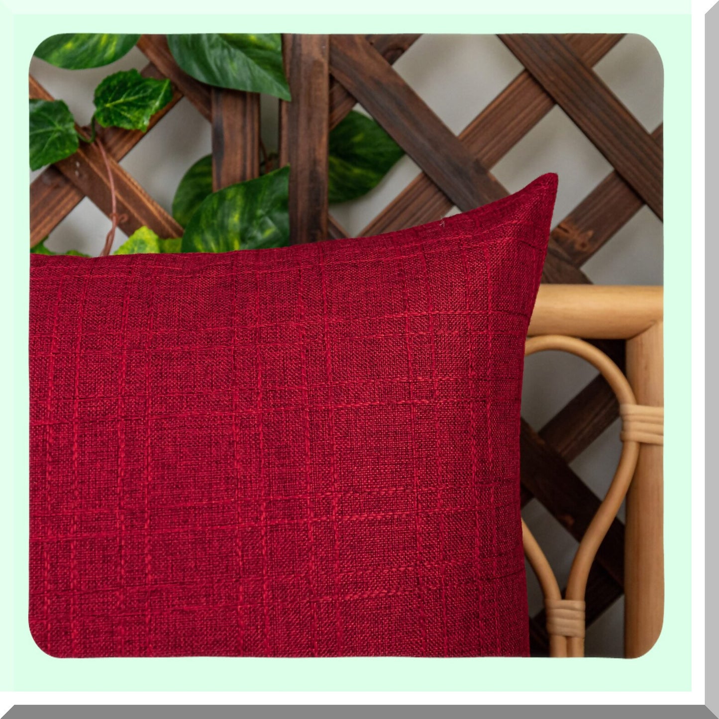 Waterproof Farmhouse Checkered Outdoor Pillow Covers - Set of 2 Red 18x18 inch - Decorative Solid Cushion Cases for Patio Garden Porch Sofa