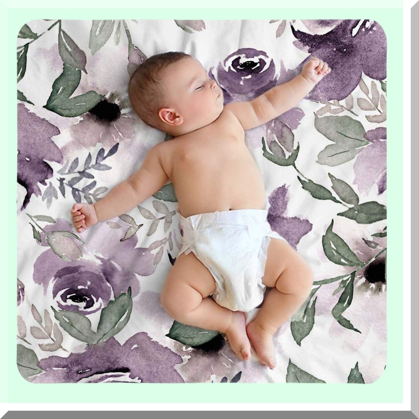 Vintage Purple Floral Watercolor Throw Blanket - Soft Cozy Flannel Plush for Bedding, Sofa, Couch - 50x60 Inch