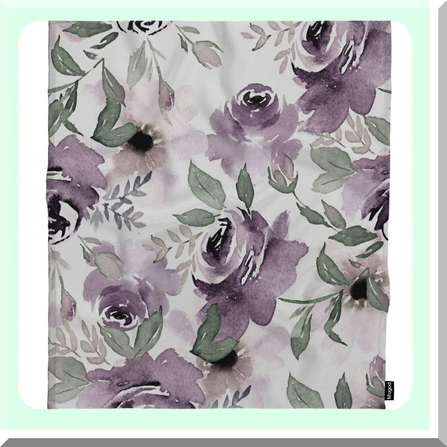 Vintage Purple Floral Watercolor Throw Blanket - Soft Cozy Flannel Plush for Bedding, Sofa, Couch - 50x60 Inch