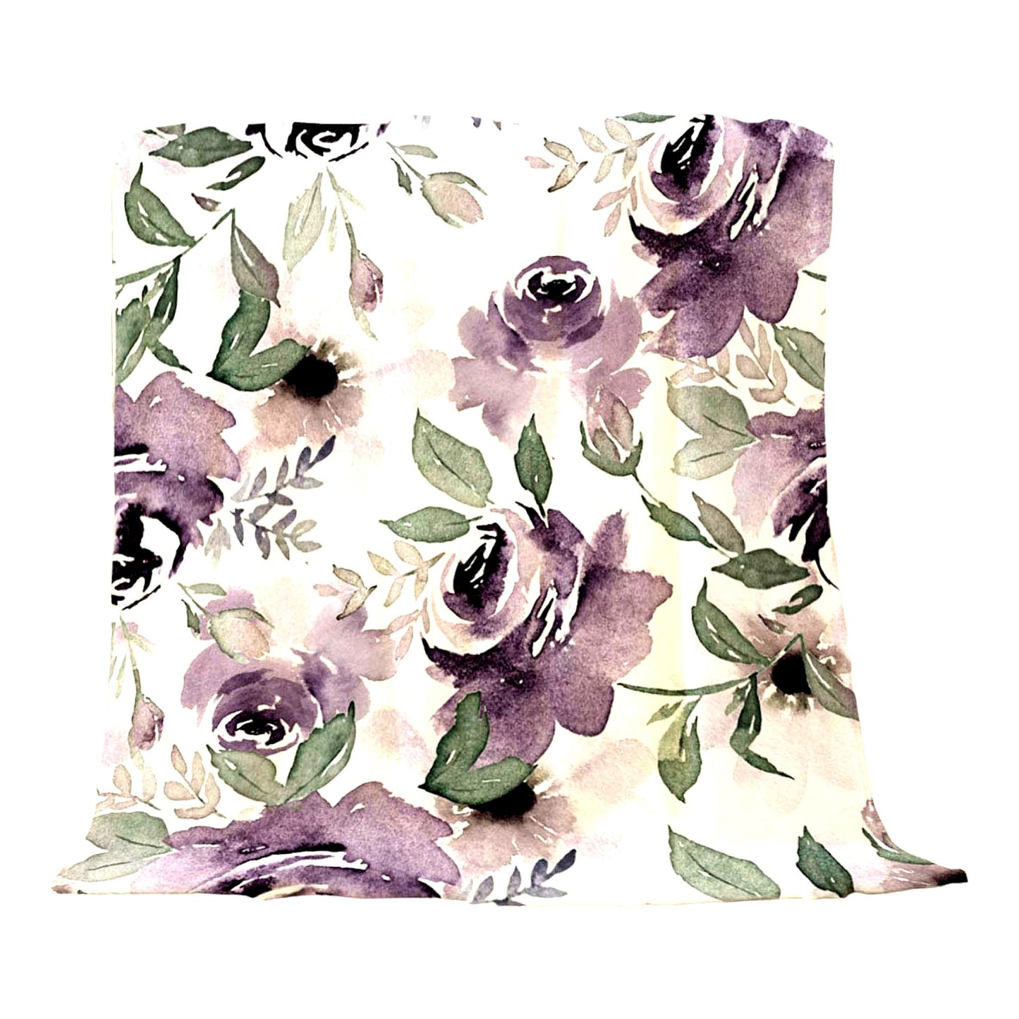 Vintage Purple Floral Watercolor Throw Blanket - Soft Cozy Flannel Plush for Bedding, Sofa, Couch - 50x60 Inch