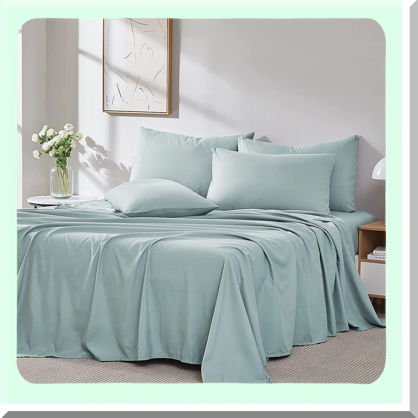 Mint Blue Soft & Comfy Twin XL Microfiber Sheet Set - 3 PC, 100% Microfiber, Extra Long Twin Size, 15" Deep Pocket, Great for Dorm Room & Hospital Beds