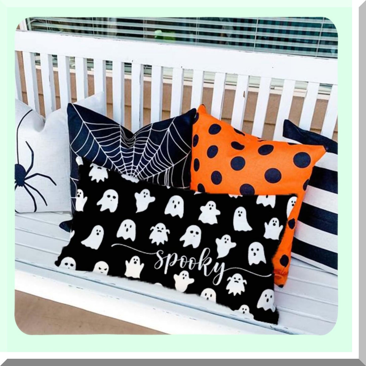 Spooky Ghost Black Lumbar Pillow - Fall Decorative Throw Pillow Cover for Couch - Outdoor Cushion Cover 12x20 - Halloween Throw Pillow Case