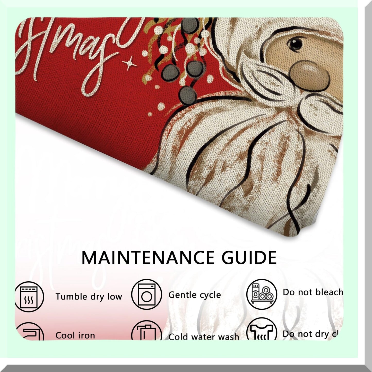 Holly Berries Winter Lumbar Pillow Cover - Festive Holiday Decorative Cushion Case for Sofa Couch - Seasonal Home Decoration 12 x 20