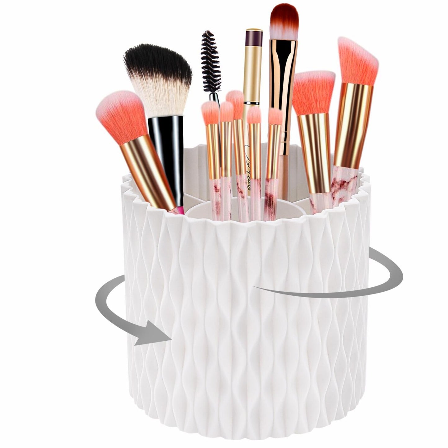 Makeup Brush Holder 360° Rotating Organizer 5 Slots