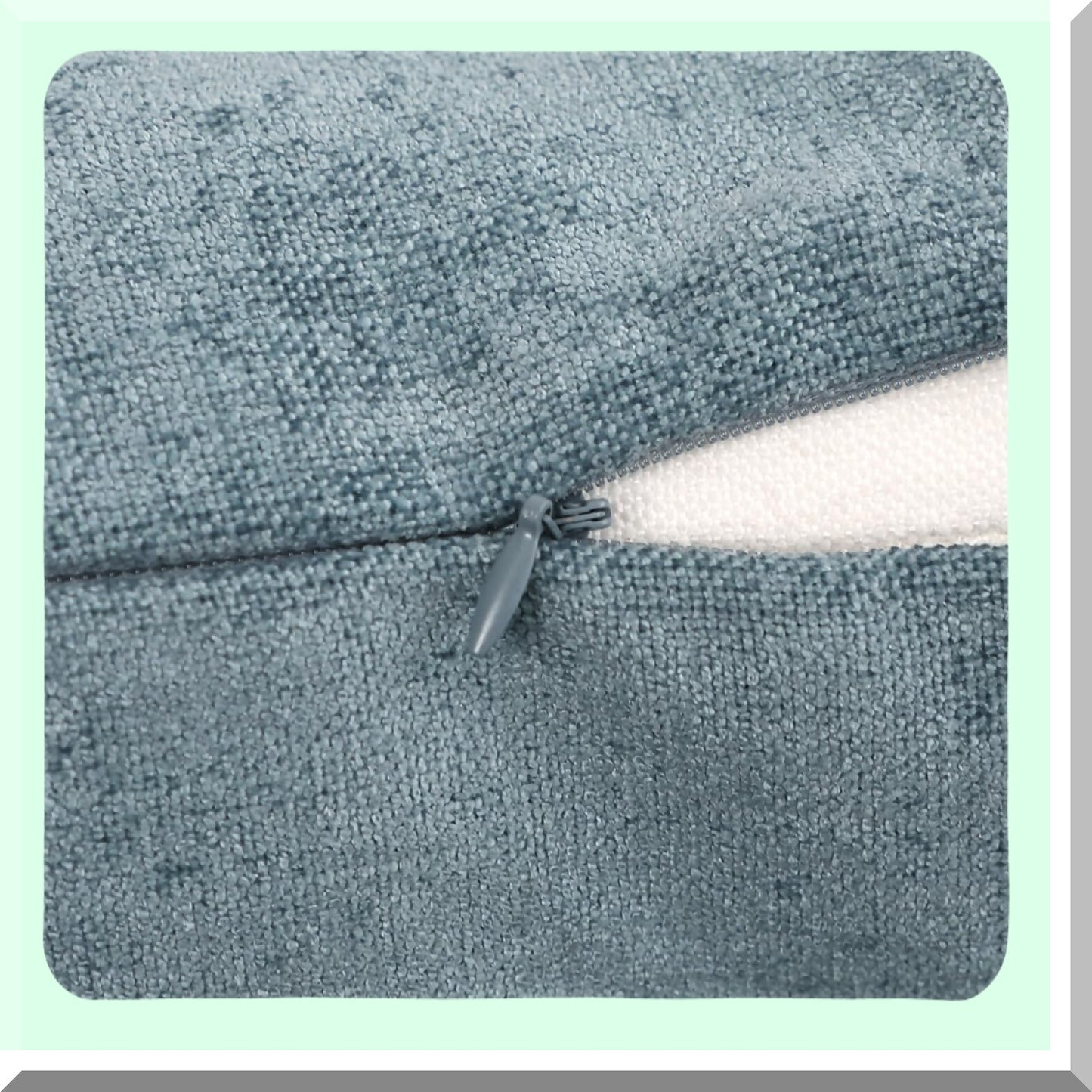 Blue Chenille Bliss Pillowcase Set - Soft Decorative Cushion Covers for 18x18 Inch Pillows - Solid Color Velvet Throw Pillow Cases