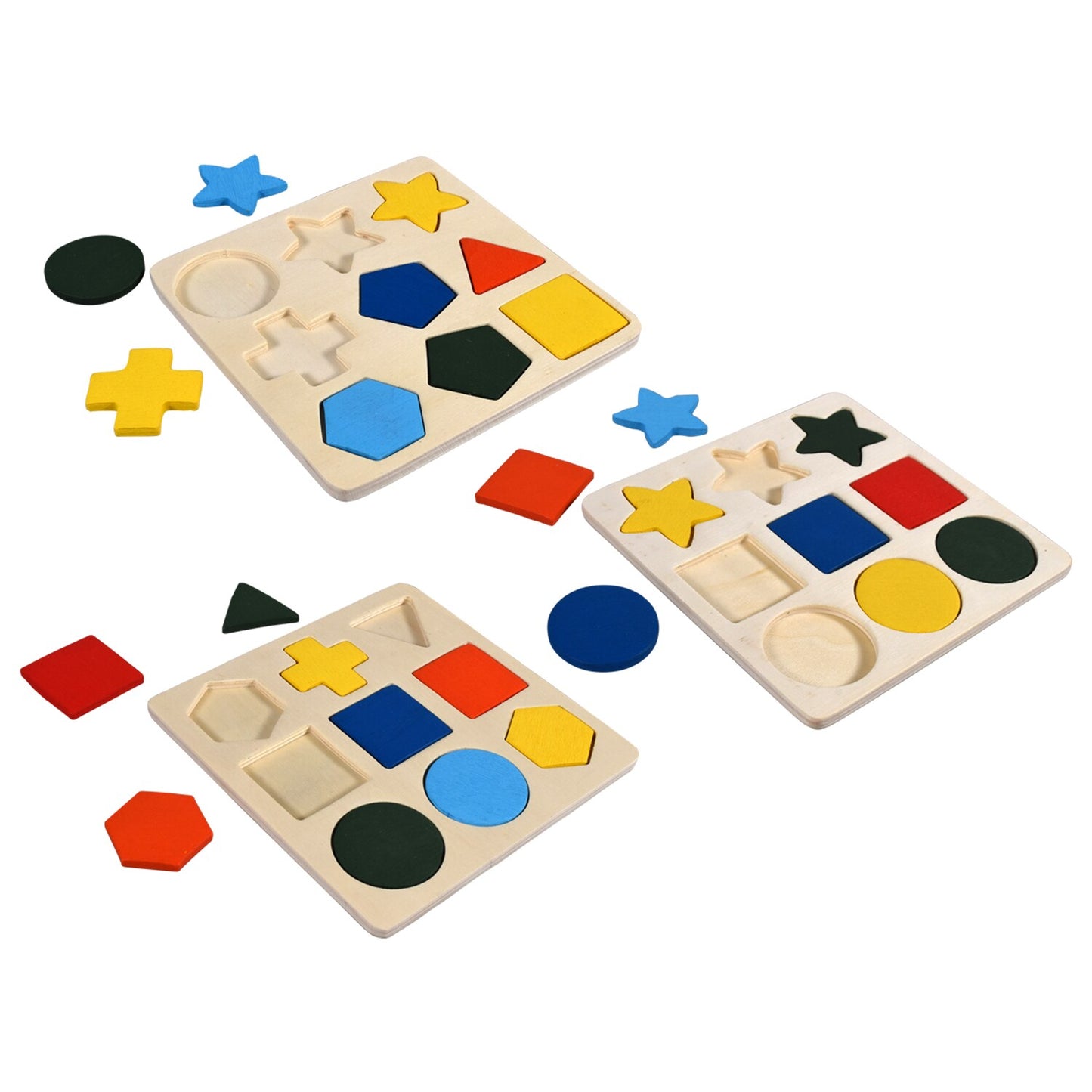 Real Wood Toys Basic Shapes Wooden Puzzles, 9 pc. (Pack of 36)