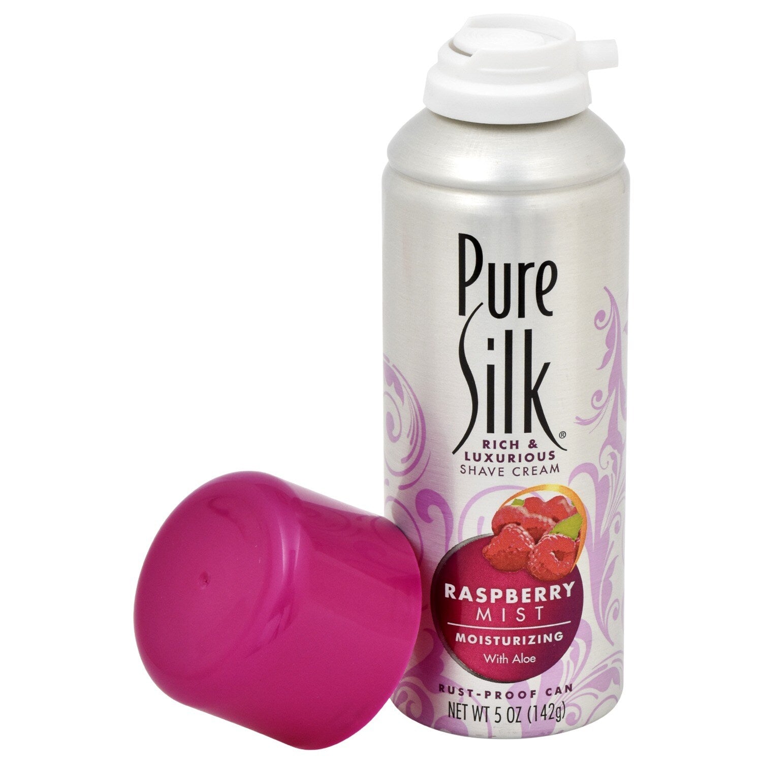 Pure Silk Raspberry Mist Moisturizing Shave Cream, 5 oz. Cans (Pack of 12)