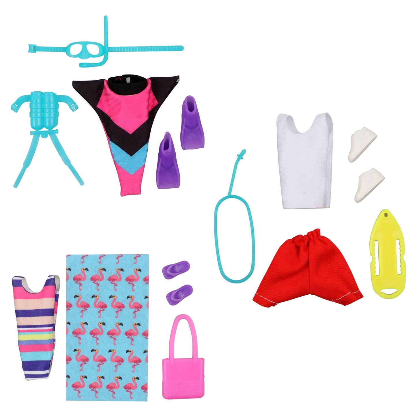 Fashion Doll Beach Themed Clothes and Accessories (Pack of 36)