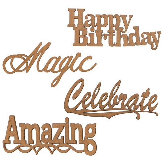 Crafter's Square Laser Cut Craft Birthday Words (Pack of 36)