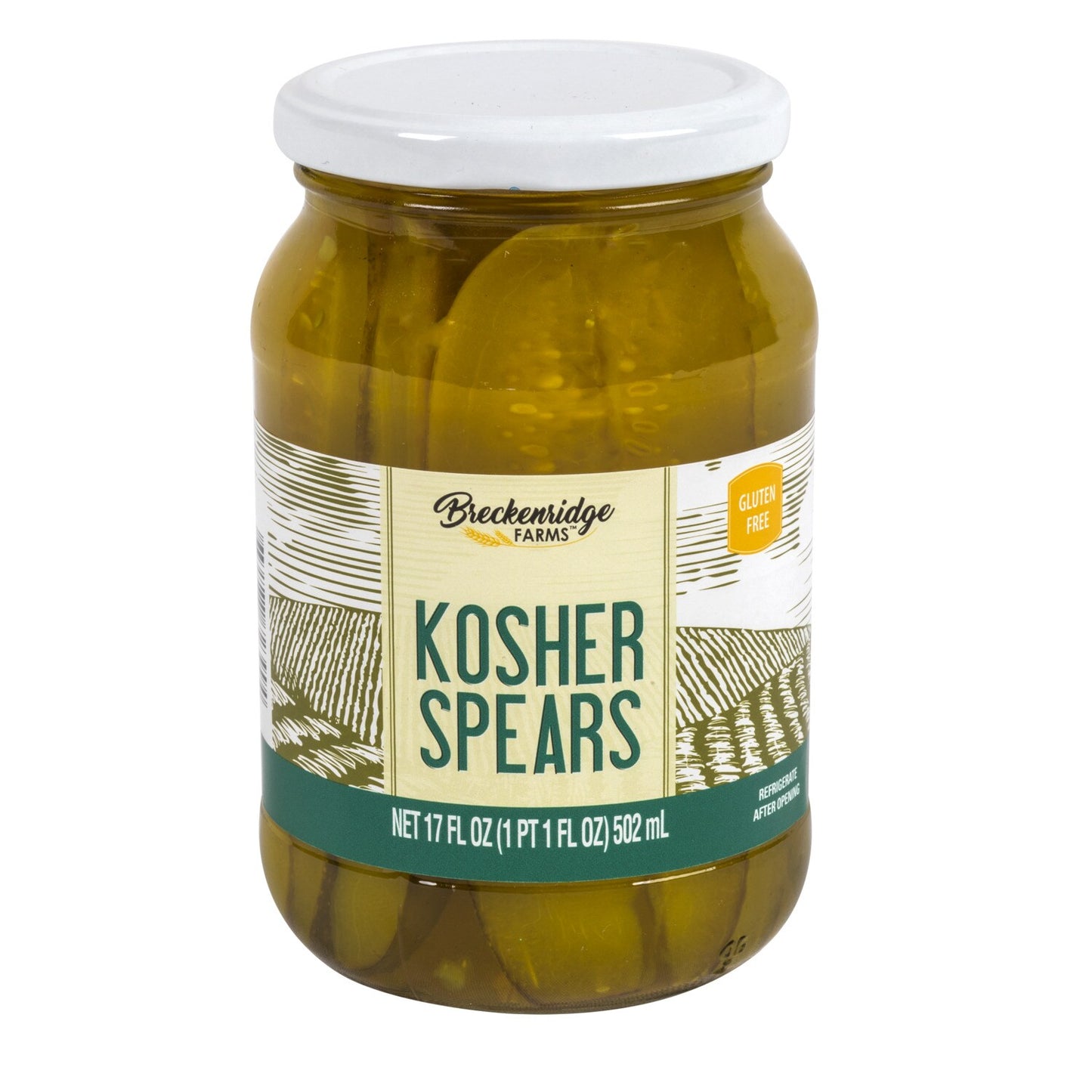 Breckenridge Farms Kosher Pickle Spears, 17 oz. Jars (Pack of 12)
