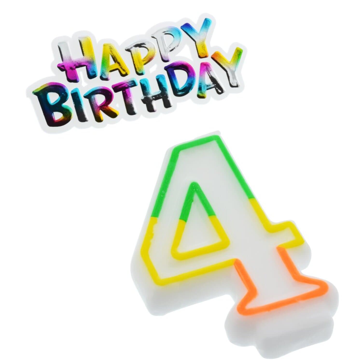 Number 4 Birthday Candles with Cake Decor, 2-pc. (Pack of 12)