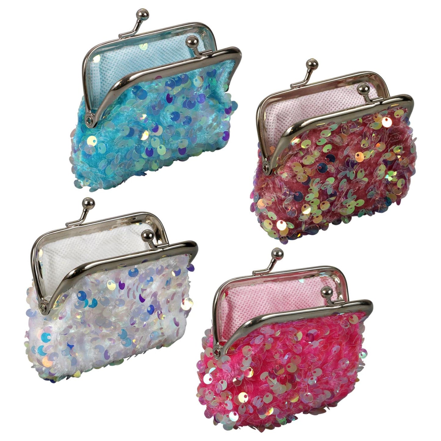 Iridescent Sequin Coin Snap Purses, 3.75x3.125 in. (Pack of 36)