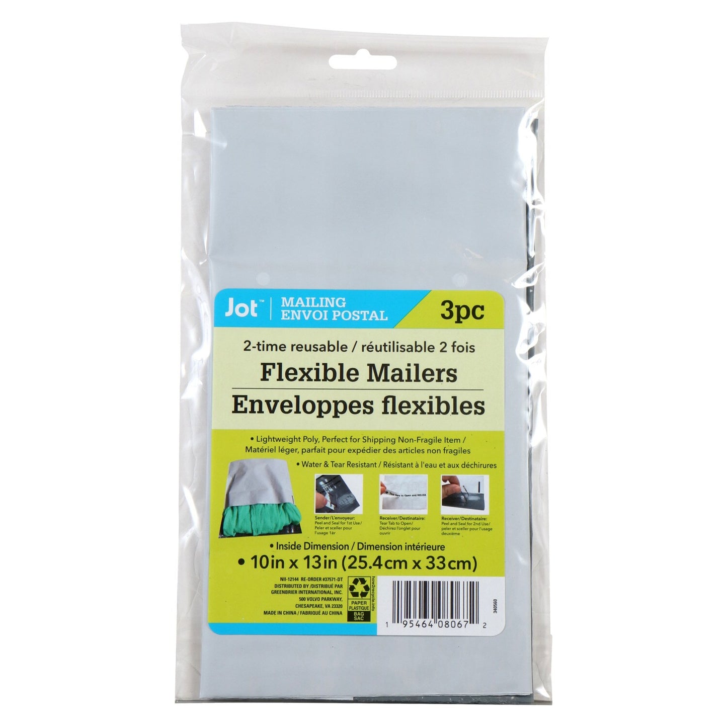 Jot 2Way Flexible Poly Mailers, 3-ct. Packs (Pack of 48)