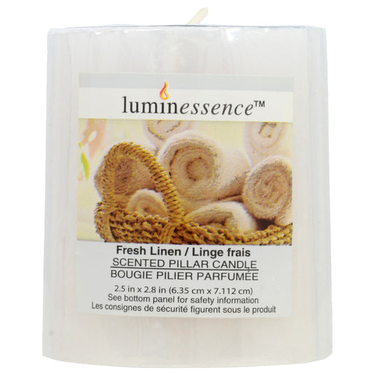Luminessence Fresh-Linen Scented White Pillar Candles, 2.875x2.5 in. (Pack of 4)