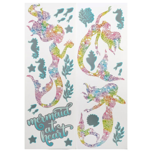 Main Street Wall Creations Shimmery Mermaids Decals, 14.125x4.5 in. (Pack of 12)