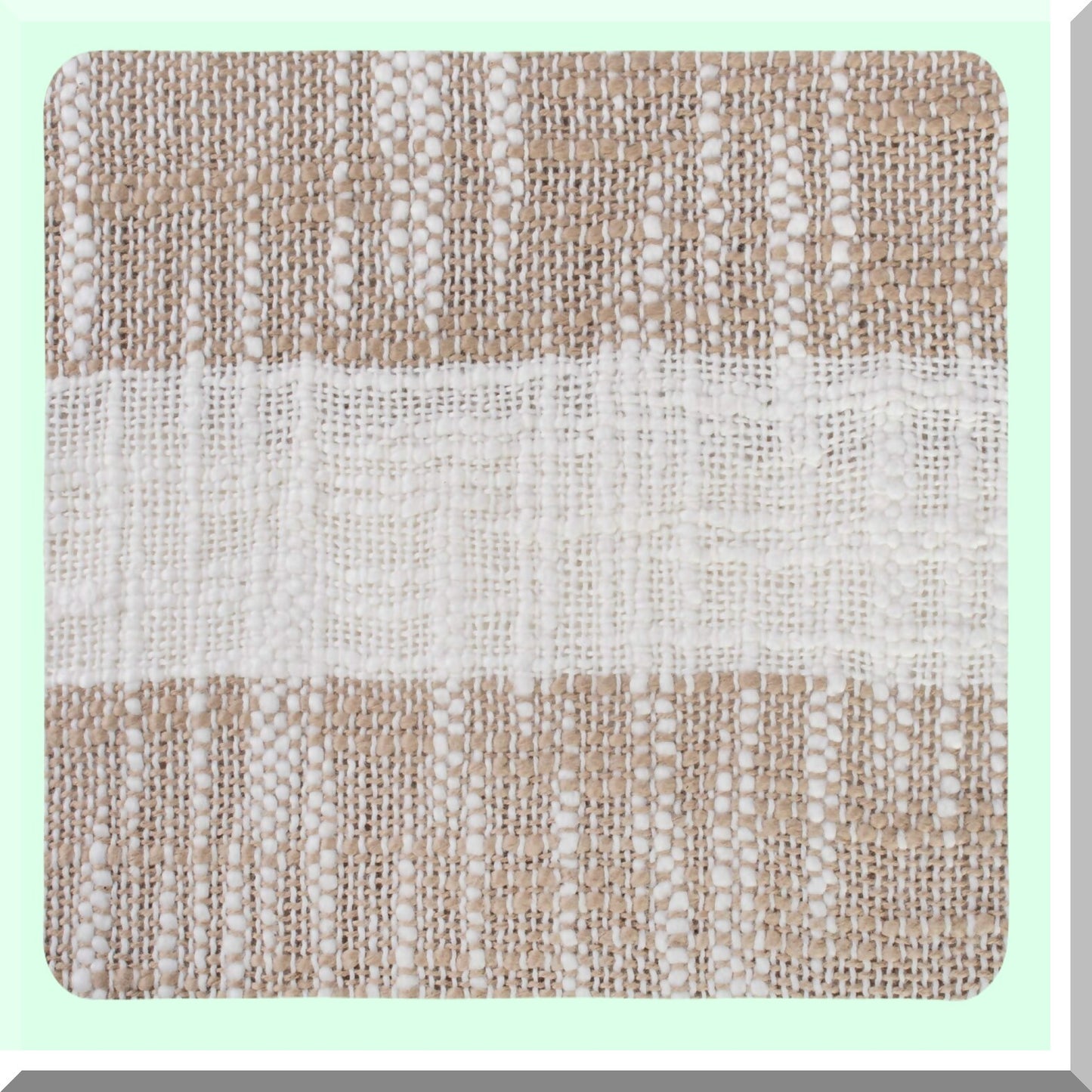 Mid-Century Modern Taupe Slub Stripe Woven Throw Blanket, 50x60