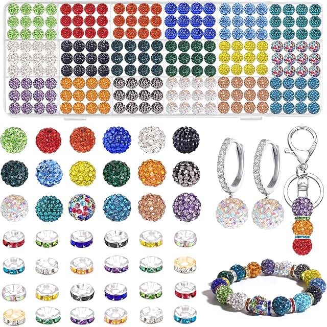 378-piece rhinestone and spacer bead set for jewelry making