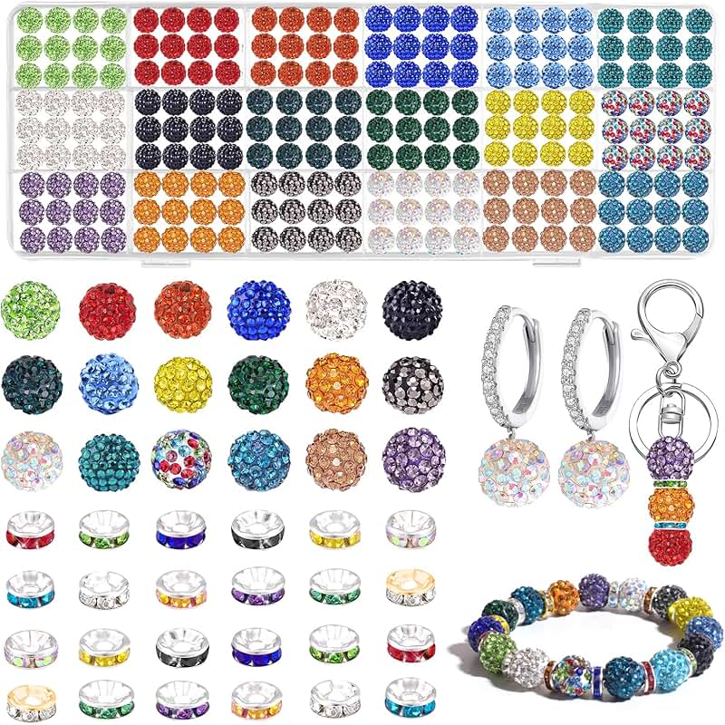 378-piece rhinestone and spacer bead set for jewelry making