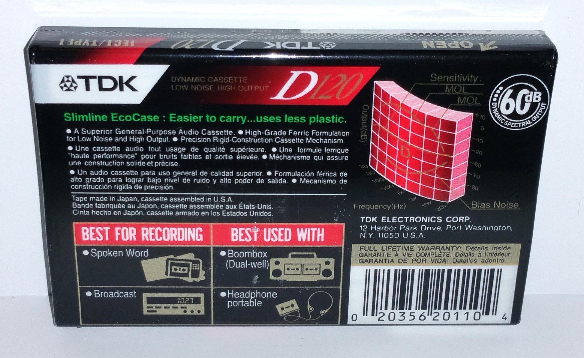 D120 High Output Precision Rigid Construction Mechanism IEC I / Type I Normal Bias Audio Cassette Tapes - 5 Pack