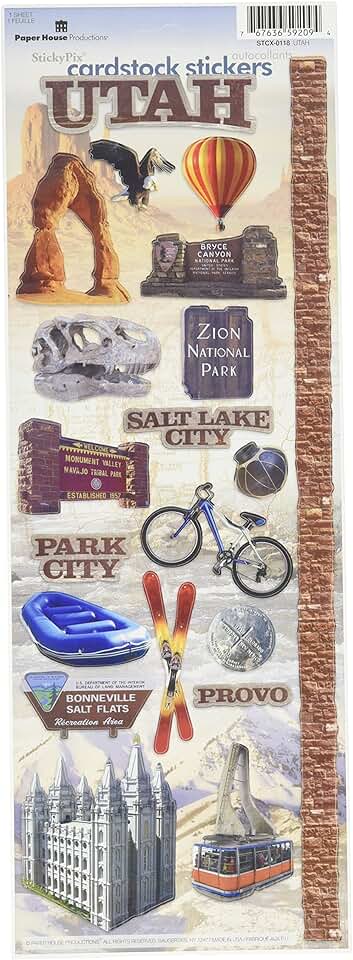 Travel Cardstock Stickers Set with Utah Design