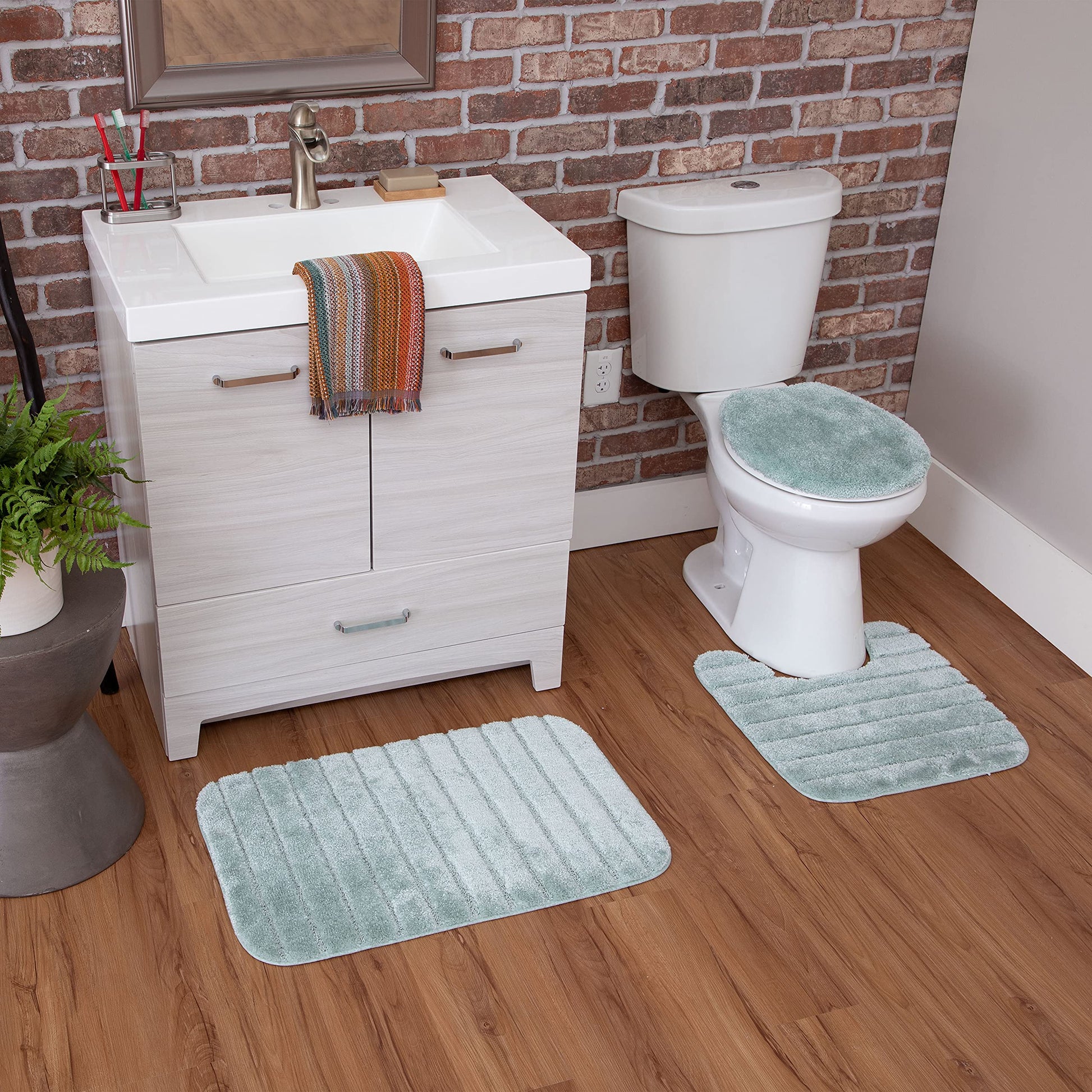 Moh k Veranda Bath Mat Set, Aqua