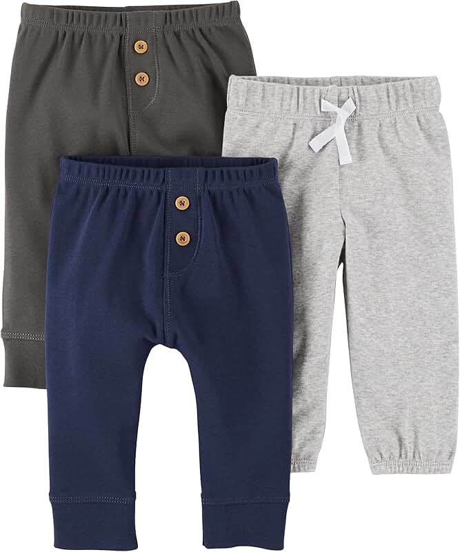 Baby boys' three-pack pants in grey and navy