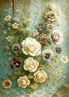 Beige Rose Boho Rice Paper for Crafts 11.5x16 inches