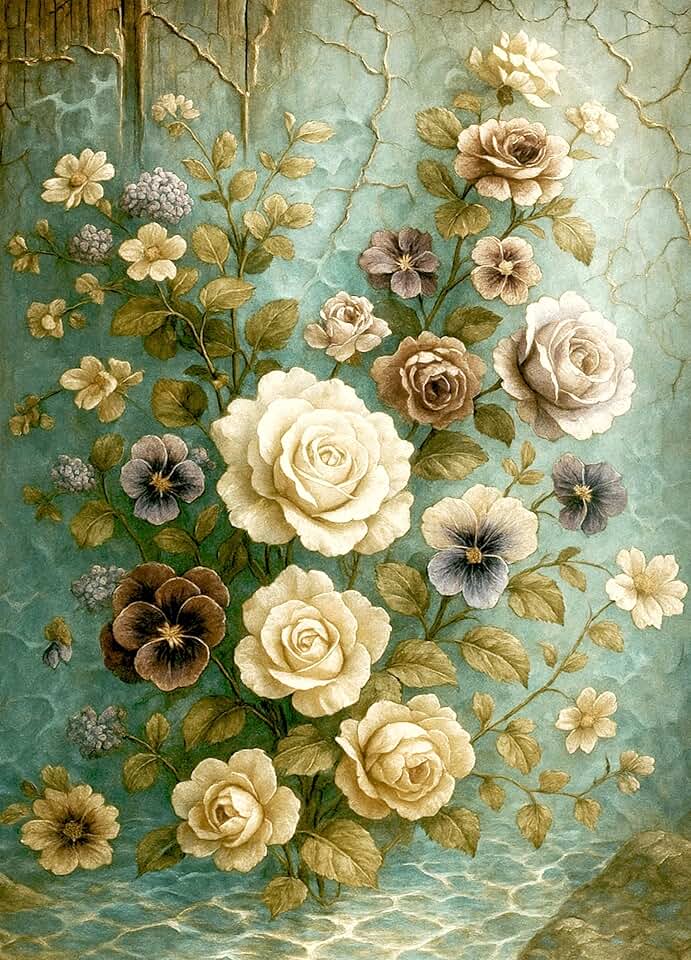 Beige Rose Boho Rice Paper for Crafts 11.5x16 inches