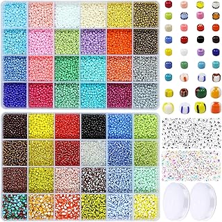 Craft Glass and Striped Seed Beads Kit with Organizer