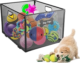 Metal dog toy box with pawprint design
