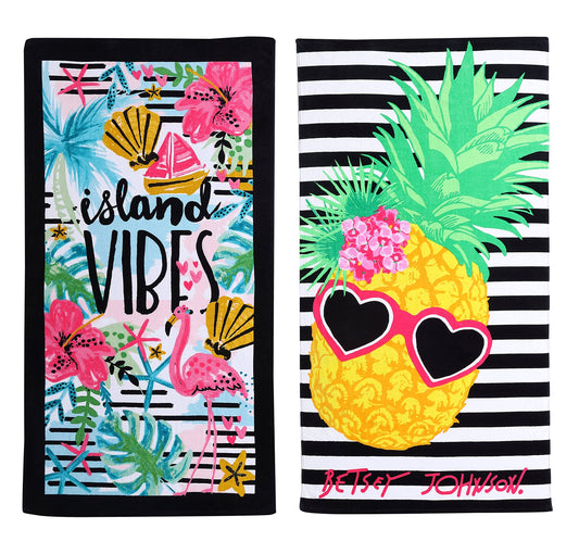 Beach Towel Set, Highly Absorbent  Fade Resistant Beach Accessories, Ideal for Pool, Picnic, or Beach Island Vibes  Chill Pineapple, 2 Piece)