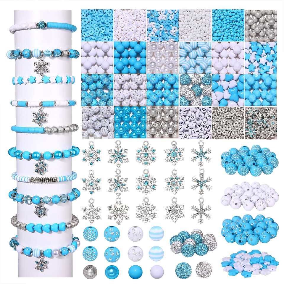 Christmas Friendship Bracelet Kit with Snowflake Pendants