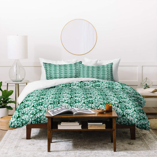 Little Arrow Design Co. Modern Moroccan in Emerald Duvet Set with Two Pillow Shams, King, Green