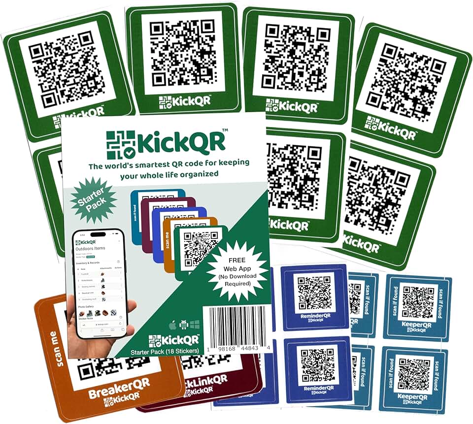 18 QR Code Stickers for Organization and Reminders