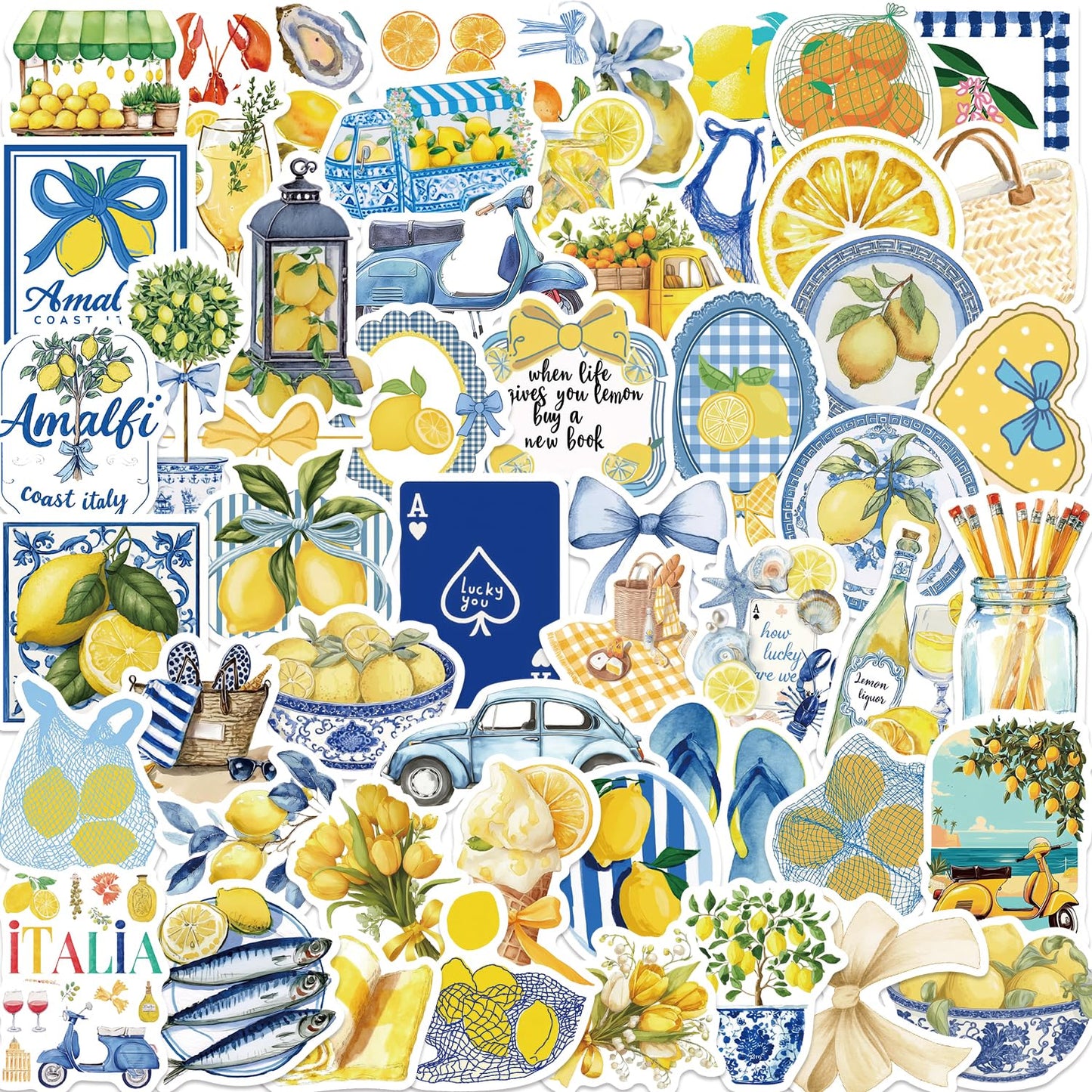 53 Aesthetic Lemon Stickers for Water Bottles and More