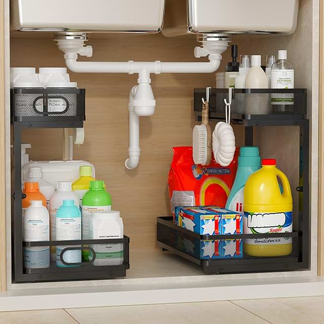 2-Pack Under Sink Organizer with Sliding Drawers