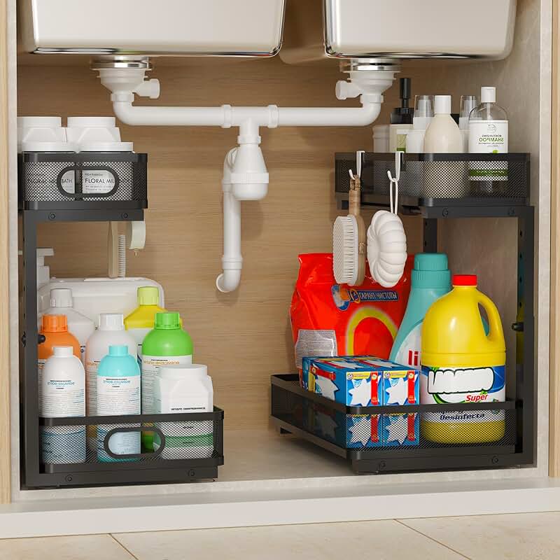 2-Pack Under Sink Organizer with Sliding Drawers