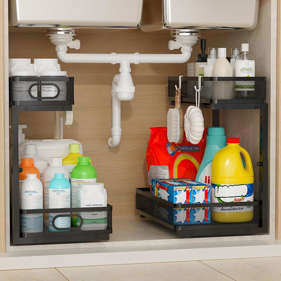 2-Pack Under Sink Organizer with Sliding Drawers