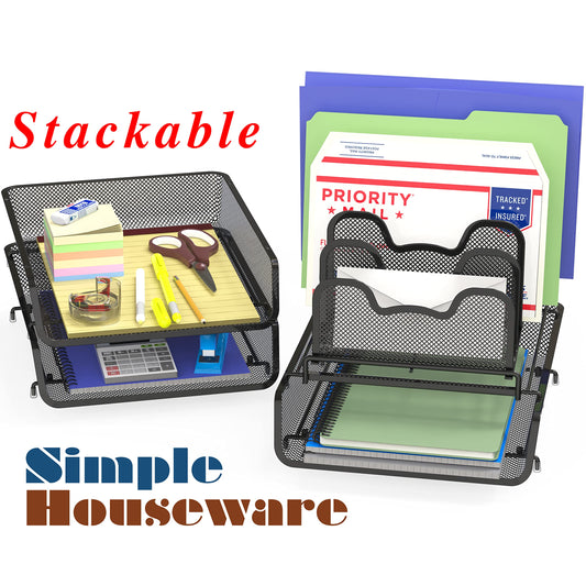 3-Tier Stackable Desk Organizer with 5 Compartments