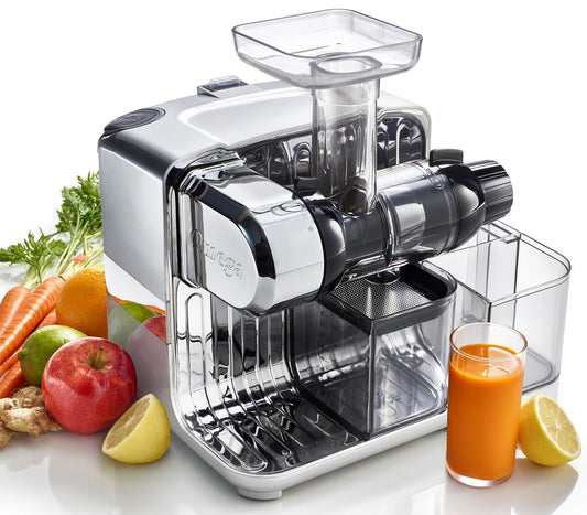Cube Nutrition System Juicer Creates Fruit Vegetable  Wheatgr Juice Slow Masticating Compact Design with Convenient Storage, 200-Watt, Silver