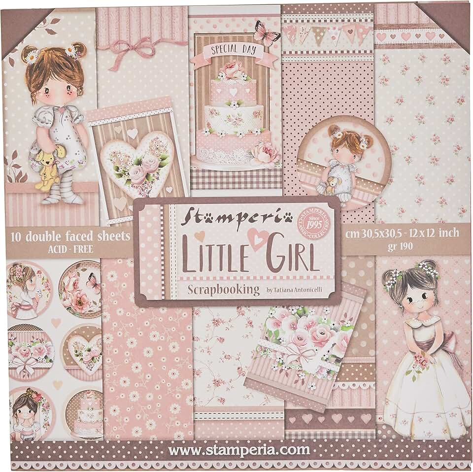 Multicolored Girl Paper Pad, 12x12 Inches, 10 Sheets