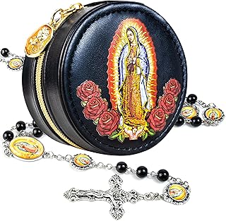 8mm Glass Pearl Catholic Rosary Necklace with Prayer Box