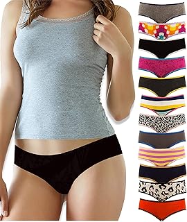 Women's 12 Pack Cotton Spandex Hipster Panties