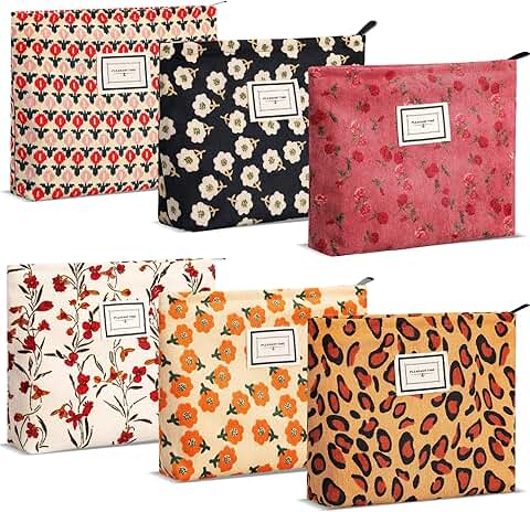 Large Corduroy Makeup Bag Set with Zipper